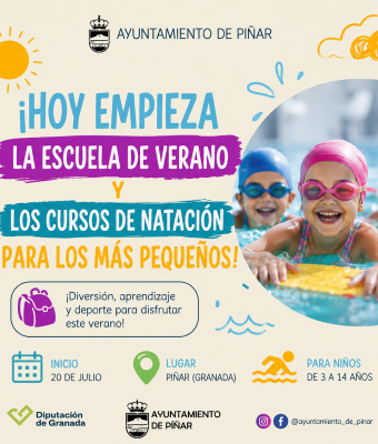 Curso de natación para los más pequeños, verano 2026. Piscina Municipal de Píñar