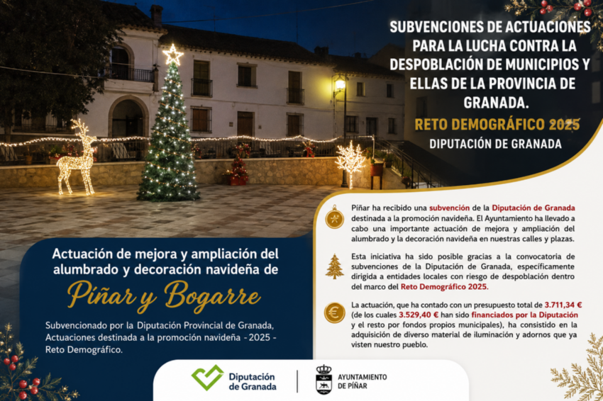 El Ayuntamiento de Píñar refuerza la magia de la Navidad gracias a las ayudas contra la despoblación El Ayuntamiento de Píñar refuerza la magia de la Navidad gracias a las ayudas contra la despoblación